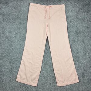 Ashley USA Pants Womens L Pink 100% Linen Drawstring Wide Leg Y2K Beach Lounge